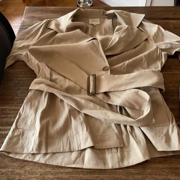 🎀SSENSE NEW Vince. Belted linen blend jacket x-large beige women’s - Picture 7 of 12